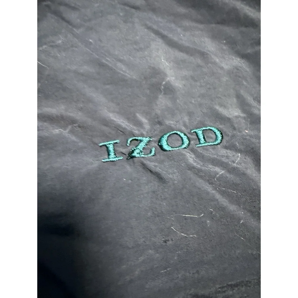 Izod Sweater Men's Large Black‎ Pullover Windbreaker V-Neck Pockets Logo Golf